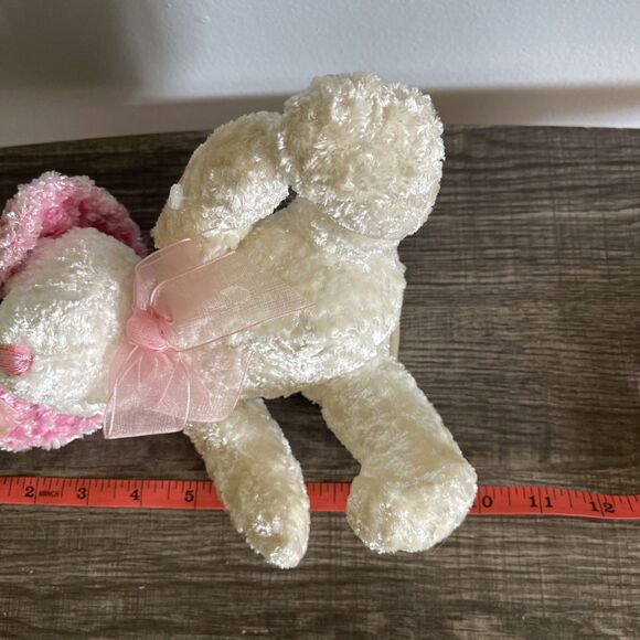 Dan Dee Victorian White Teddy Bear Plush Pink Hat & Neck Ribbon Stuffed Toy 10” - Picture 8 of 8
